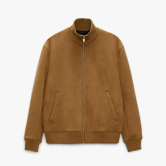 Stand Collar Suede Jacket