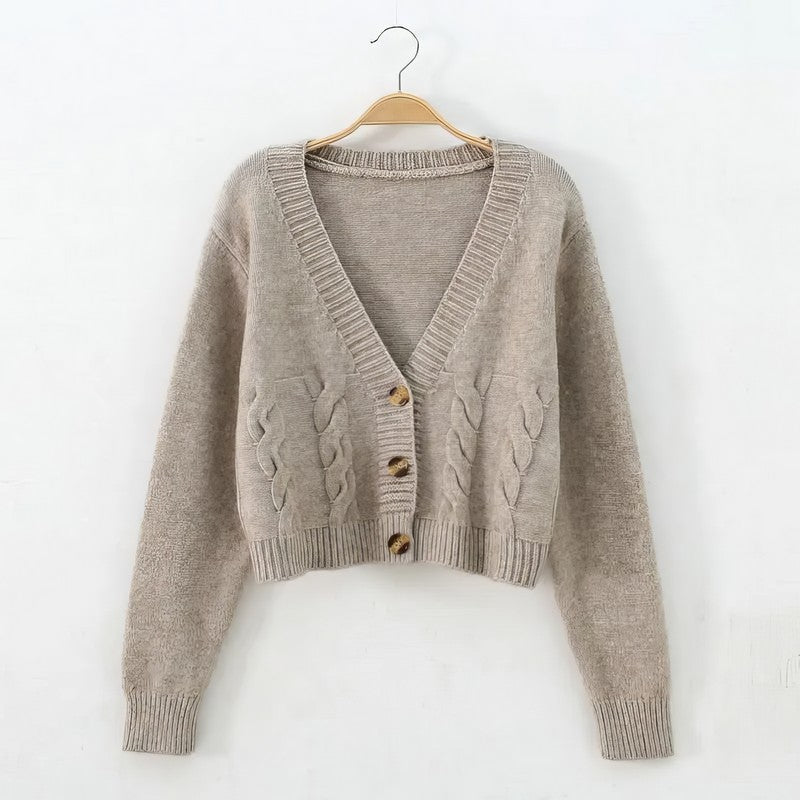 V-Neck Short Cardigan