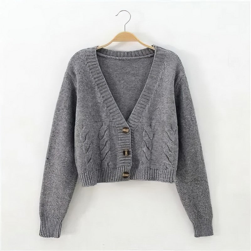 V-Neck Short Cardigan